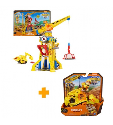 Пакет: Бандата на Рабъл интерактивен кран със звуци 60 см + основно превозно средство Ръбъл