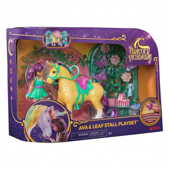 Unicorn Academy малка конюшня с кукла Ава и еднорога Leaf променящ цвета си
