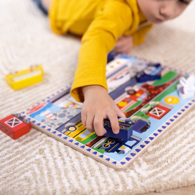 Melissa & Doug дървени пъзели превозни средства