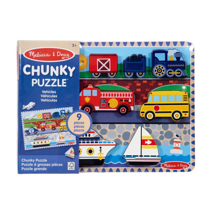 Melissa & Doug дървени пъзели превозни средства