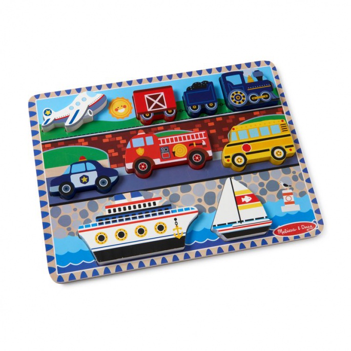 Melissa & Doug дървени пъзели превозни средства