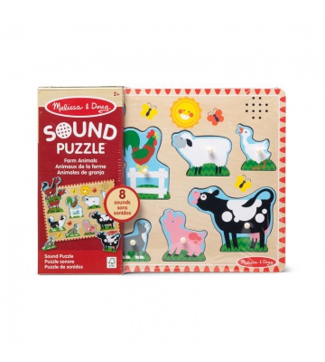 Melissa & Doug дървен пъзел със звукови ефекти животни от фермата