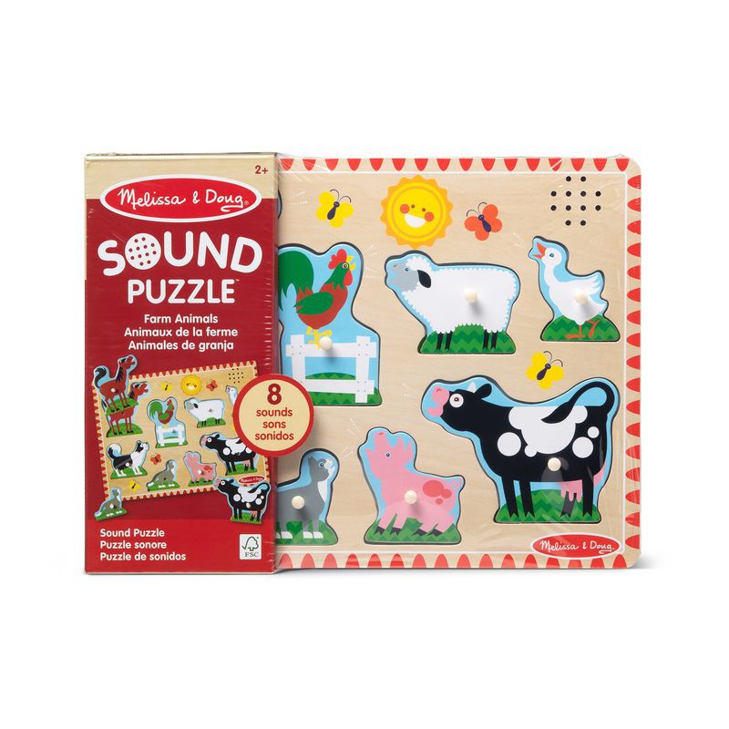 Melissa & Doug дървен пъзел със звукови ефекти животни от фермата