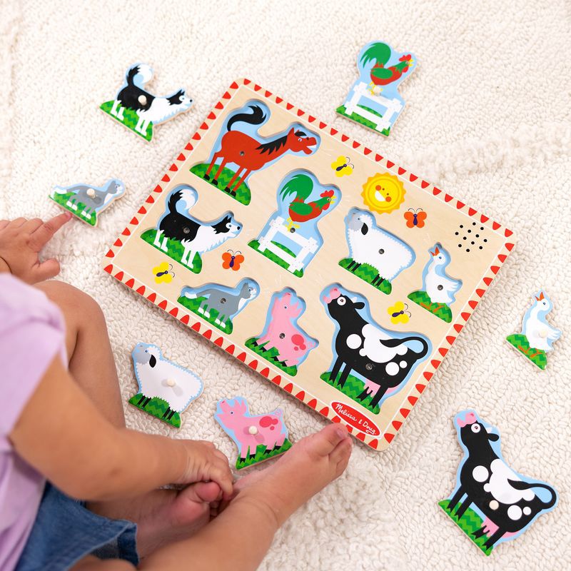 Melissa & Doug дървен пъзел със звукови ефекти животни от фермата