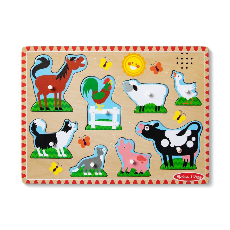 Melissa & Doug дървен пъзел със звукови ефекти животни от фермата
