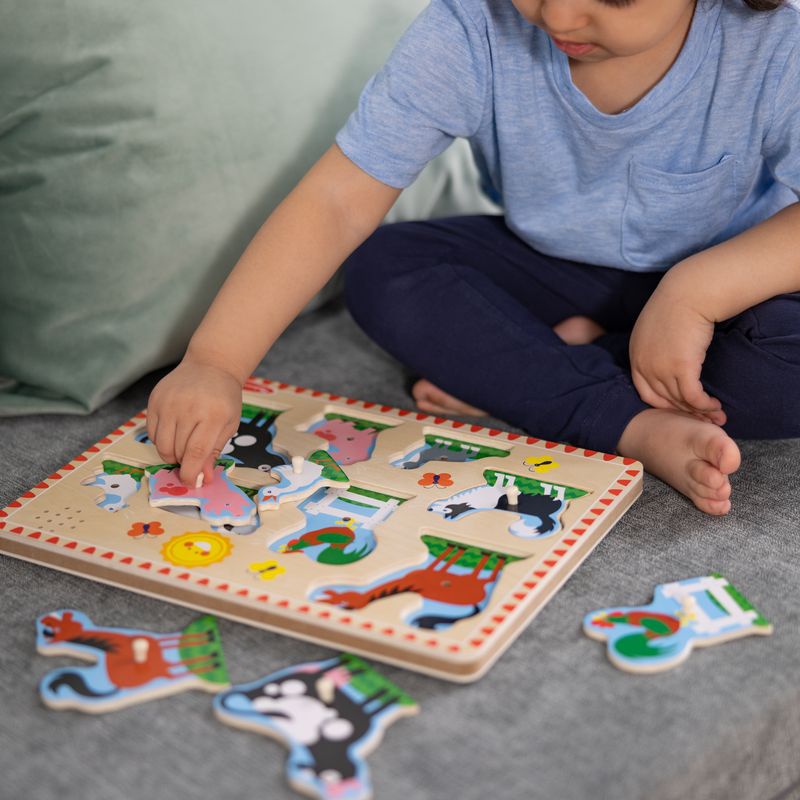 Melissa & Doug дървен пъзел със звукови ефекти животни от фермата