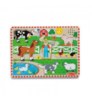 Дървени пъзели със звукови ефекти Old MacDonald Farm от Melissa & Doug