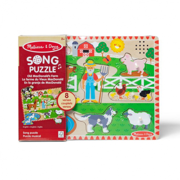 Melissa & Doug dřevěné puzzle se zvukovými efekty Old MacDonald Farm