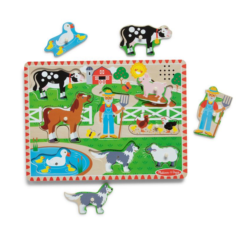 Дървени пъзели със звукови ефекти Old MacDonald Farm от Melissa & Doug