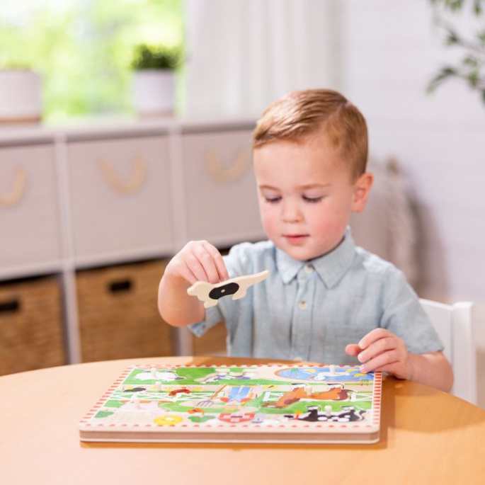 Melissa & Doug dřevěné puzzle se zvukovými efekty Old MacDonald Farm