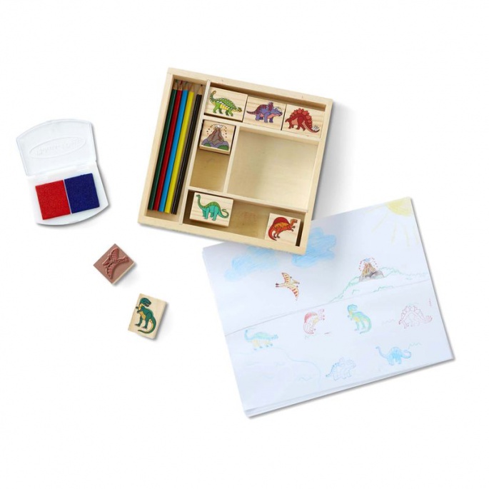Melissa & Doug dřevěná razítka s omyvatelnými barvami Dinosauři