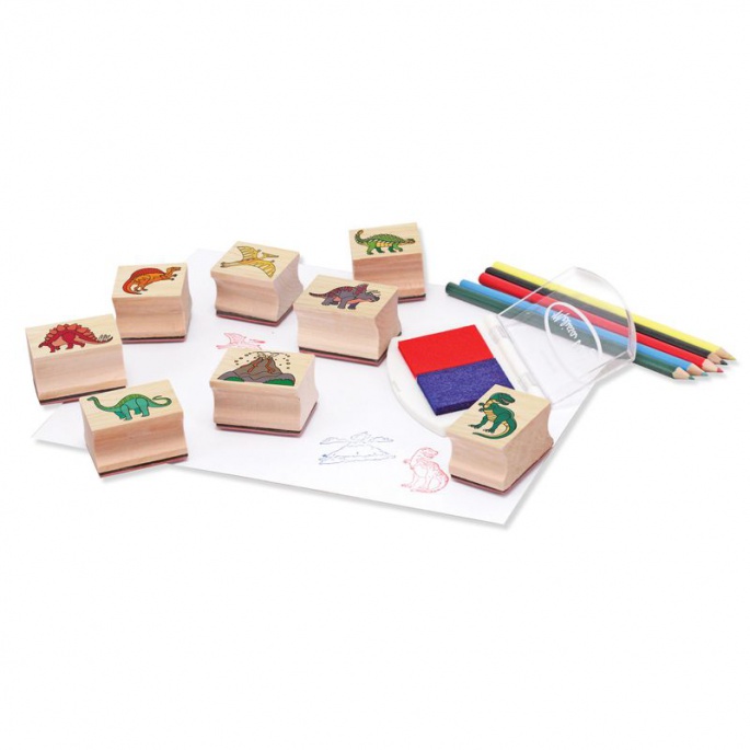 Melissa & Doug dřevěná razítka s omyvatelnými barvami Dinosauři