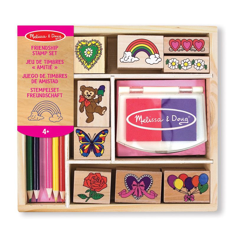 Melissa & Doug дървени печати с миещи се бои весели приятели