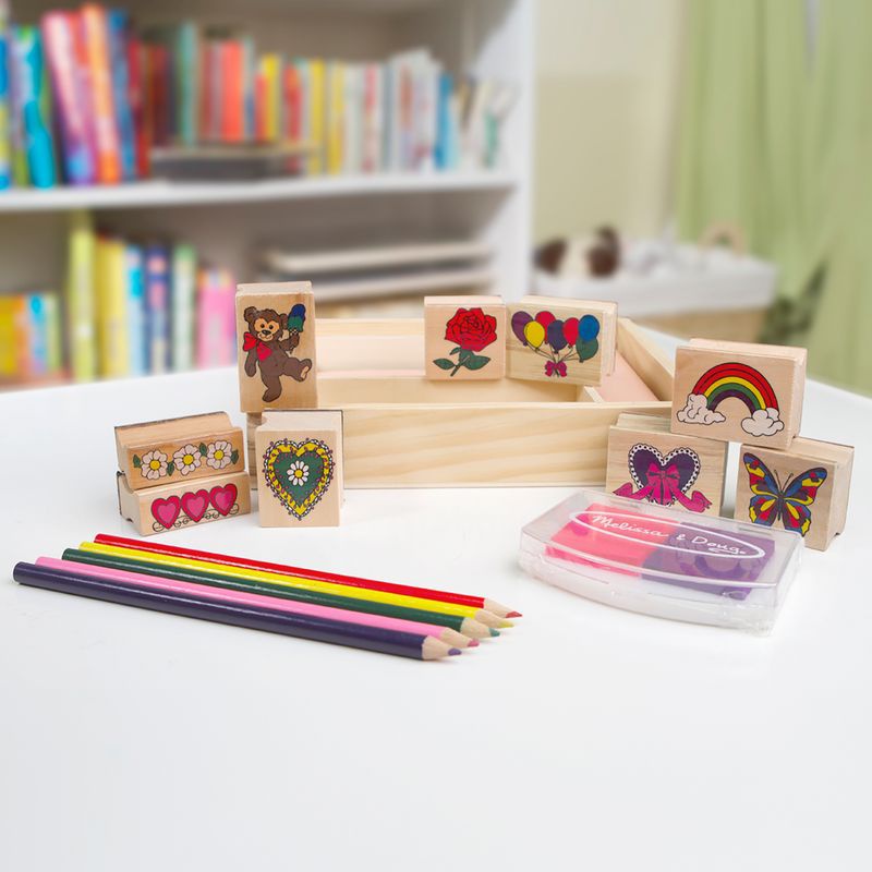 Melissa & Doug дървени печати с миещи се бои весели приятели
