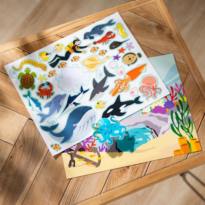 Melissa & Doug стикери за многократна употреба с подложка - свят на животните