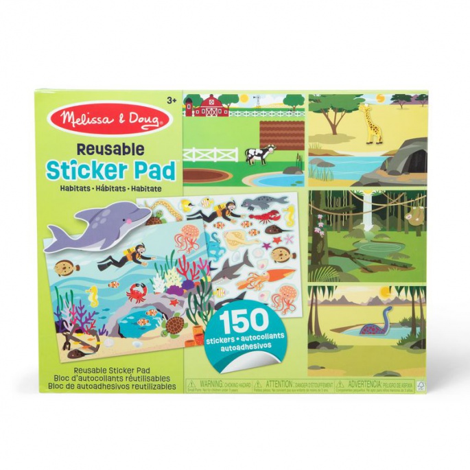 Melissa & Doug стикери за многократна употреба с подложка - свят на животните