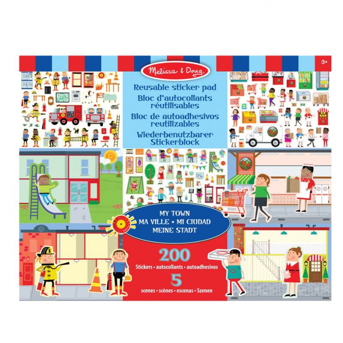 Melissa & Doug samolepky opakovaně použitelné s podložkou - město