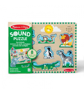 Melissa & Doug дървен пъзел със звукови ефекти животни от зоопарка