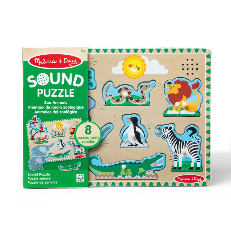 Melissa & Doug дървен пъзел със звукови ефекти животни от зоопарка