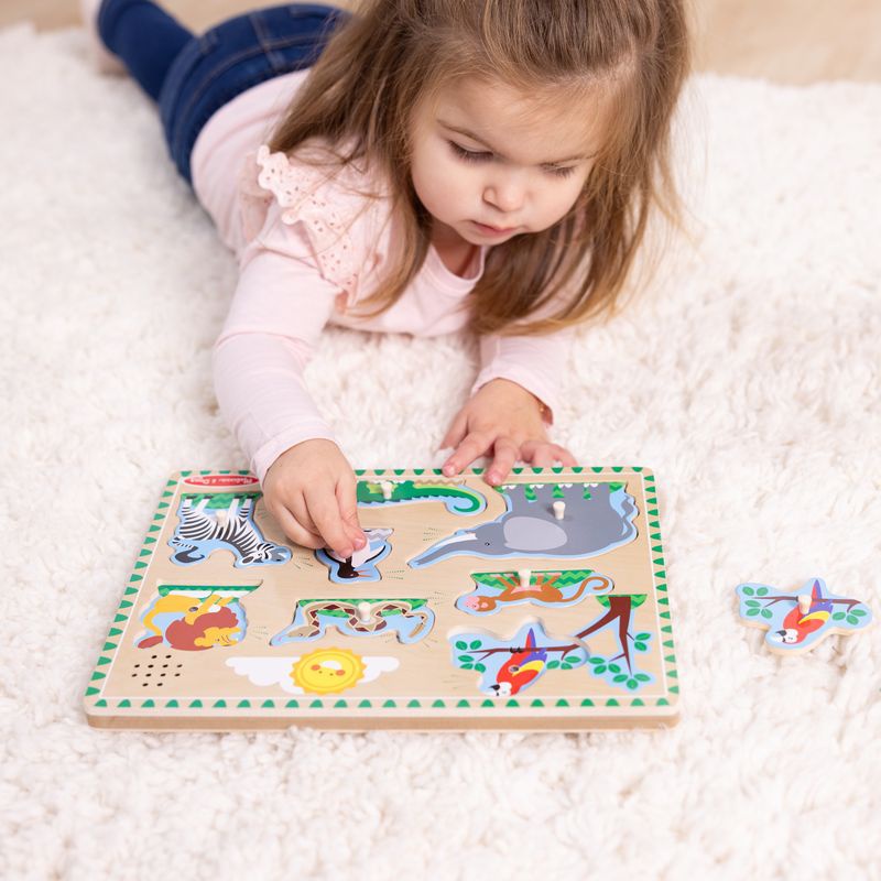 Melissa & Doug дървен пъзел със звукови ефекти животни от зоопарка