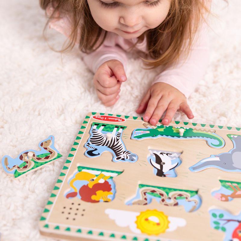 Melissa & Doug дървен пъзел със звукови ефекти животни от зоопарка