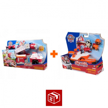 Изгоден комплект: Пес патрул Fire Rescue голяма интерактивна пожарна кола + превозно средство Zuma