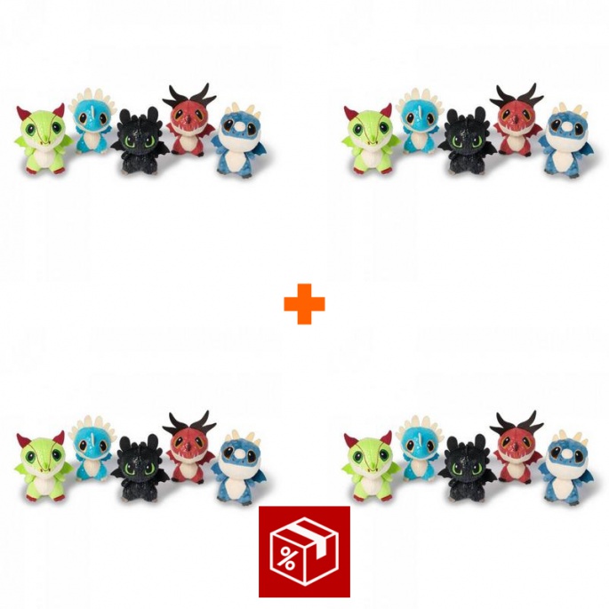 АКЦИЯ 3+1 безплатно: Как да си дресираш дракон - 4 плюшени дракони в буре на цената на 3