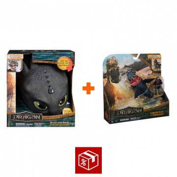 Изгоден комплект: Как да си дресираш дракон маска на Bezzubka със звуци и светлини + Gronckle и Рибоног