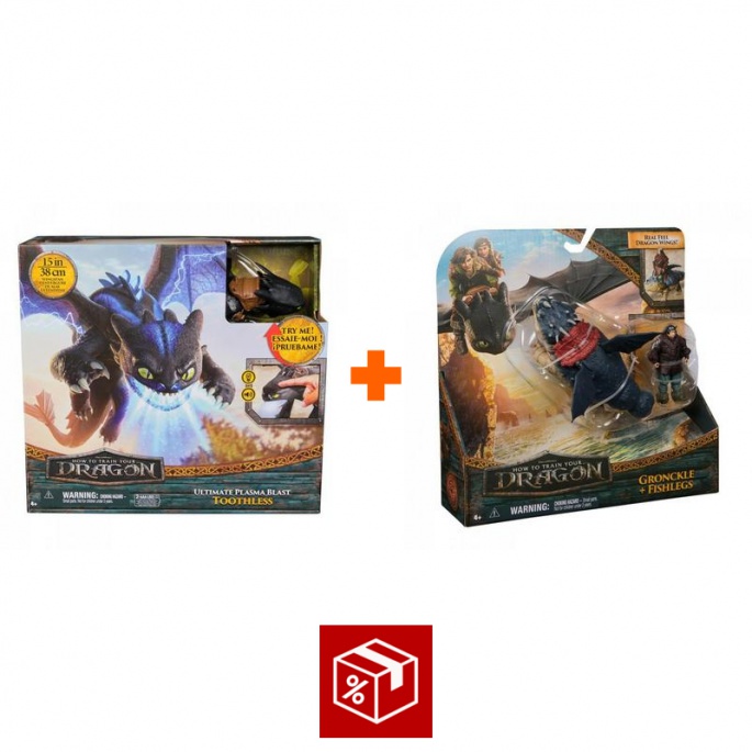 Изгоден комплект: Как да си дресираш дракон Беззъб със звукови и светлинни ефекти + Gronckle и Рибоног