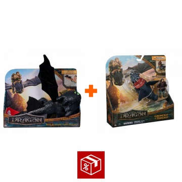 Изгоден комплект: Как да си дресираш дракон плюшена играчка Беззъб прегръщащ + Gronckle и Рибоног