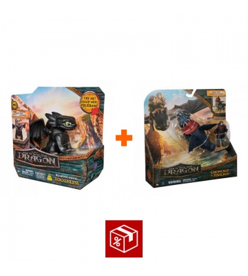 Изгоден комплект: Как да си дресираш дракон мини дракон със звуци и движения Беззъб + Gronckle и Рибоног