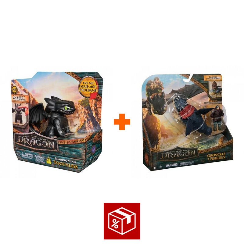 Изгоден комплект: Как да си дресираш дракон мини дракон със звуци и движения Беззъб + Gronckle и Рибоног