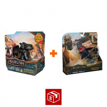 Изгоден комплект: Как да си дресираш дракон мини дракон със звуци и движения Беззъб + Gronckle и Рибоног