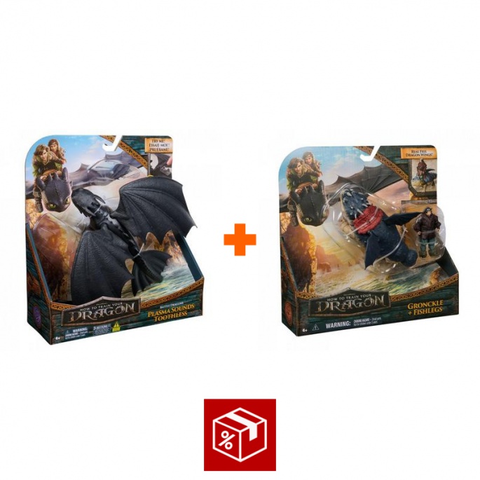 Изгоден комплект: Как да си дресираш дракон Беззъб, издаващ звуци + Gronckle и Рибоног