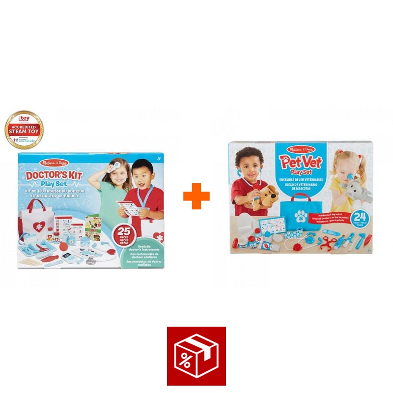 Изгоден комплект: Melissa & Doug докторска игра + игра за ветеринар
