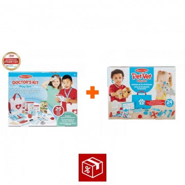 Изгоден комплект: Melissa & Doug докторска игра + игра за ветеринар