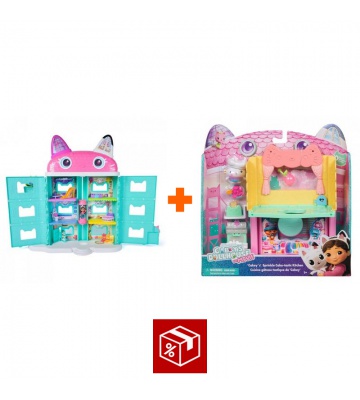 Изгоден комплект: Габби’s Dollhouse голяма къща от филма + стая към голямата къща кухня