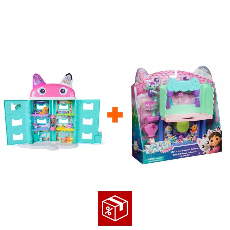 Изгоден комплект: Gabby’s Dollhouse във филма: голямата къща от филма + баня за голямата къща