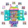 Royal комплект: Gabby’s Dollhouse голяма къща за празненства с 9 аксесоари + плюшена Mercat БЕЗПЛАТНО
