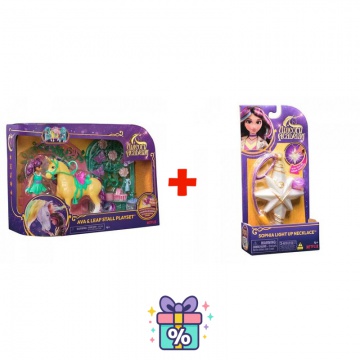 Изгоден комплект: Unicorn Academy малка конюшня с Ава и променящия цвят Leaf + колие с пръстен