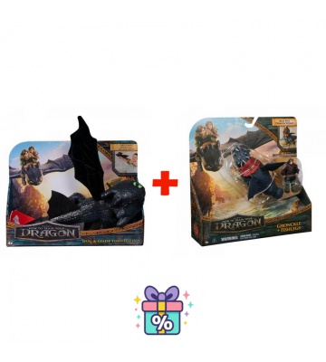 Изгоден комплект: Как да си дресираш дракон плюшена играчка Беззъб прегръщащ + Gronckle и Рибоног