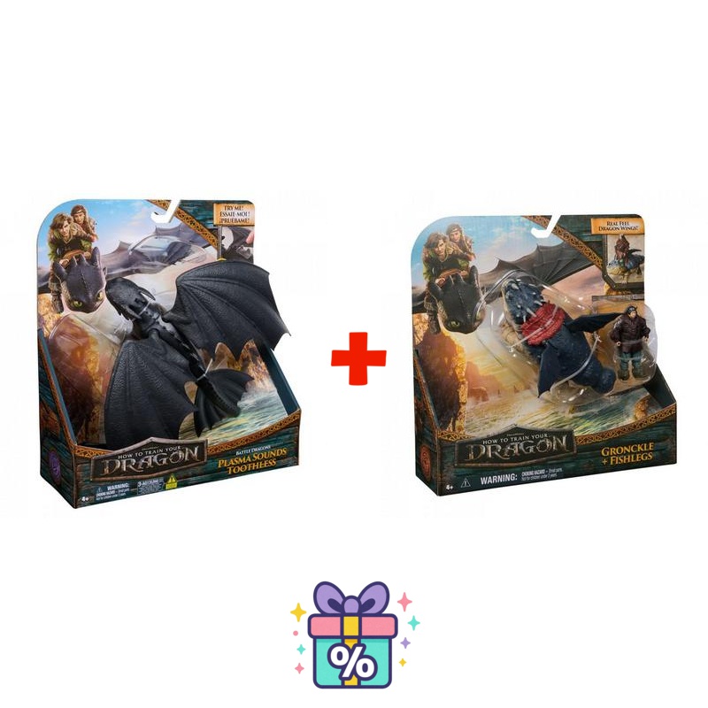 Изгоден комплект: Как да си дресираш дракон Беззъб, издаващ звуци + Gronckle и Рибоног
