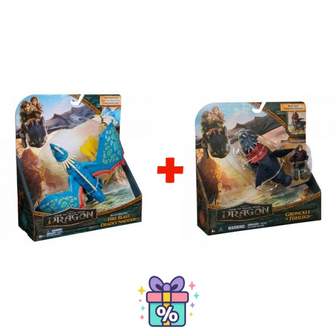 Изгоден комплект: Как да си дресираш дракон Нодър Смърт изстрелващ стрели + Gronckle и Рибоног