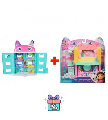 Изгоден комплект: Габби’s Dollhouse голяма къща от филма + стая към голямата къща кухня