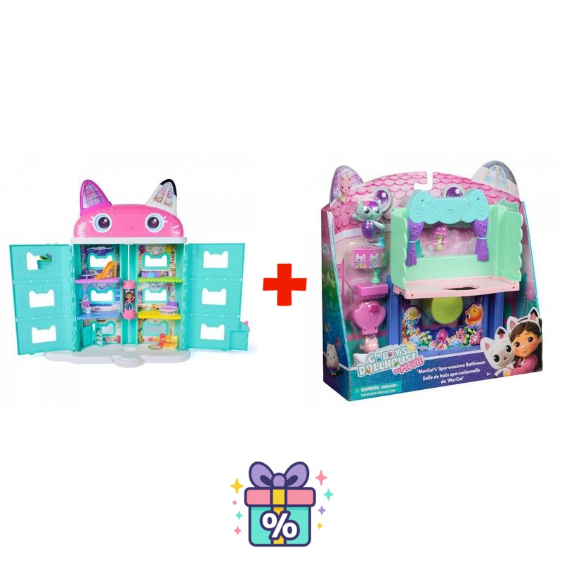 Изгоден комплект: Gabby’s Dollhouse във филма: голямата къща от филма + баня за голямата къща