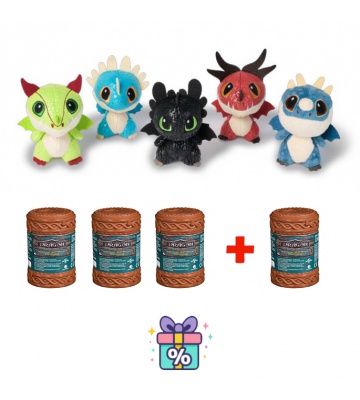 АКЦИЯ 3+1 безплатно: Как да си дресираш дракон - 4 плюшени дракони в буре на цената на 3