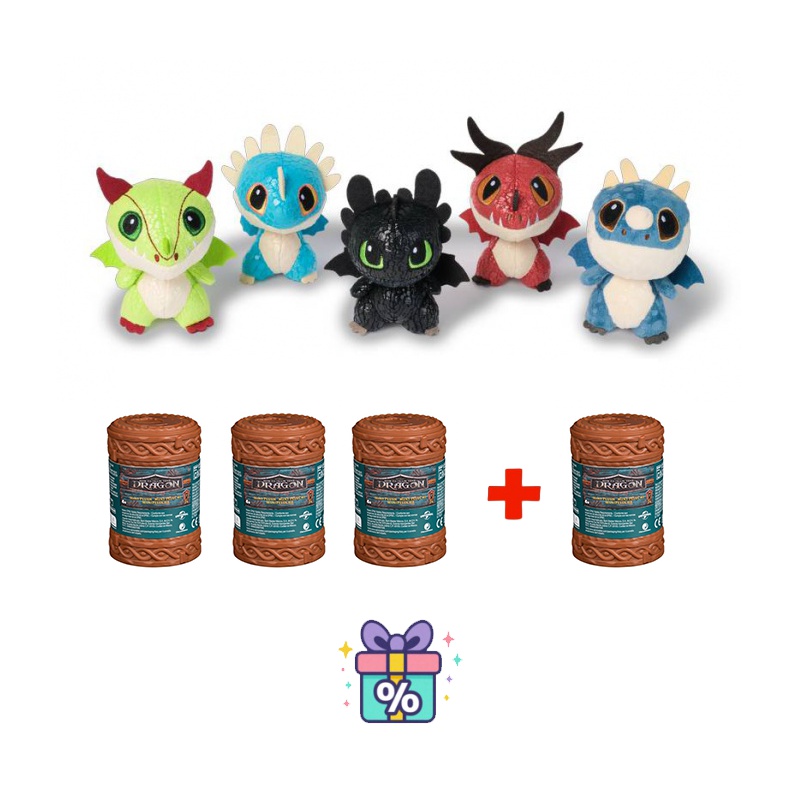 АКЦИЯ 3+1 безплатно: Как да си дресираш дракон - 4 плюшени дракони в буре на цената на 3