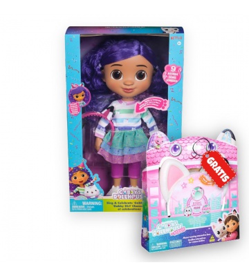 Изгоден комплект: Gabby’s Dollhouse интерактивна кукла + ушички със звукови ефекти