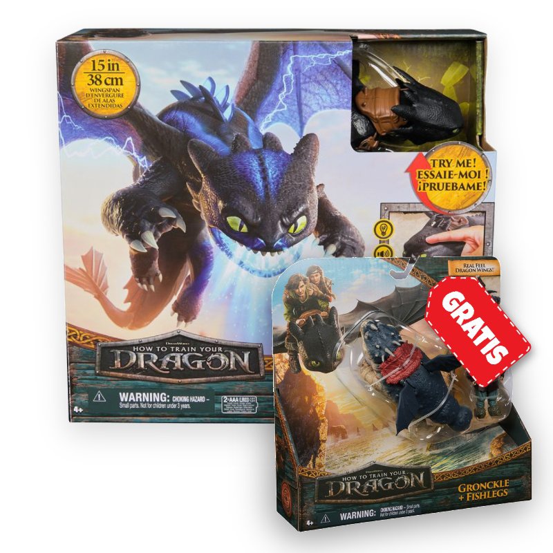 Изгоден комплект: Как да си дресираш дракон Беззъб със звукови и светлинни ефекти + Gronckle и Рибоног