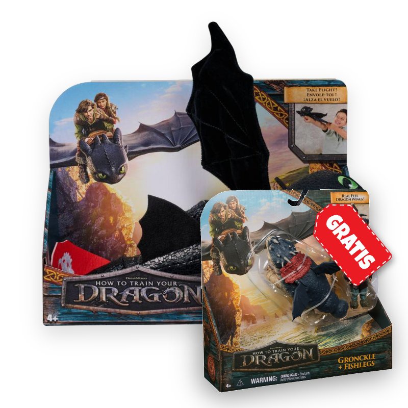 Изгоден комплект: Как да си дресираш дракон плюшена играчка Беззъб прегръщащ + Gronckle и Рибоног